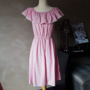 Cotton Micro Striped Ruffle Sleeve Summer Dress